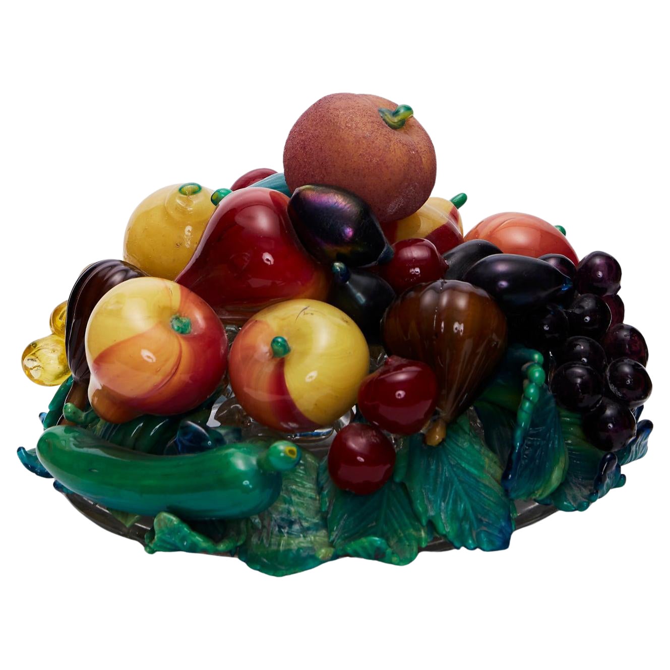 Murano Still Life Fruit Bowl Blown in Glass by Aristi Barovier, circa 1920