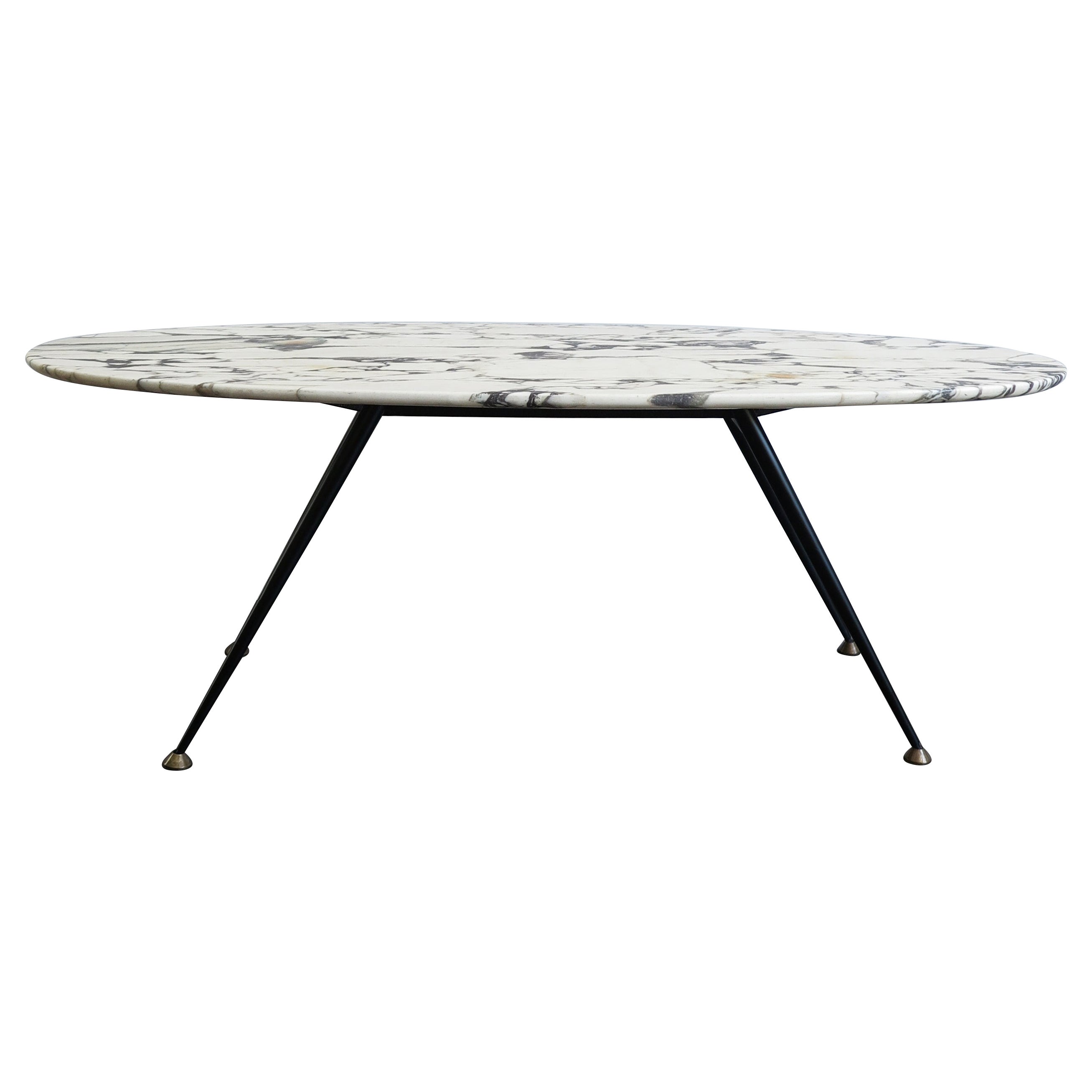 Italian Mid-Century Modern Design Marble Oval Coffe Table, 1950s