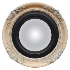 Large 19th Century English Painted Bullseye Mirror with Convex Glass
