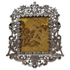 Antique Dutch Silver Desktop Picture Frame, Intricate Pattern, circa 1860