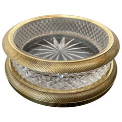 Dore Bronze & Cut Crystal French Wine Coaster