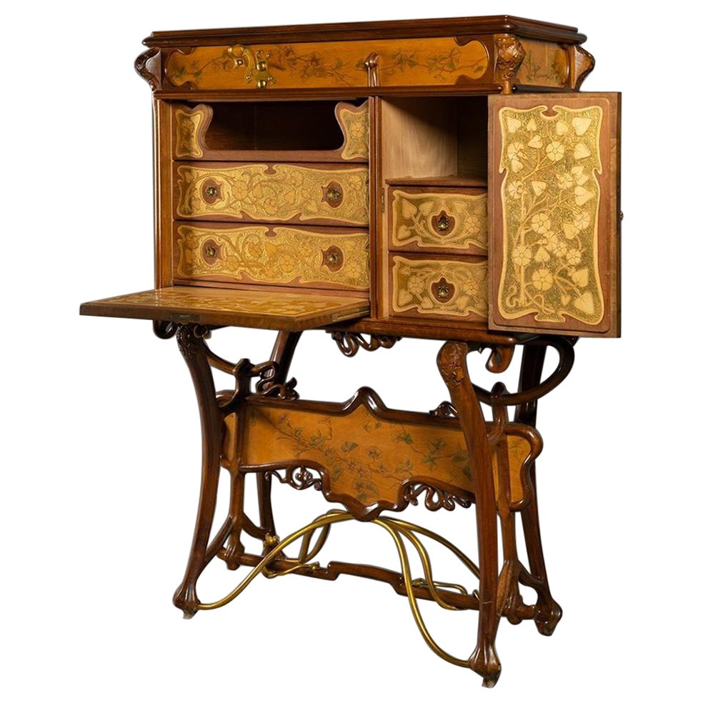 Joan Busquets Workshop Masterpiece Modernist Nouveau Desk Cabinet, ca. 1898 For Sale
