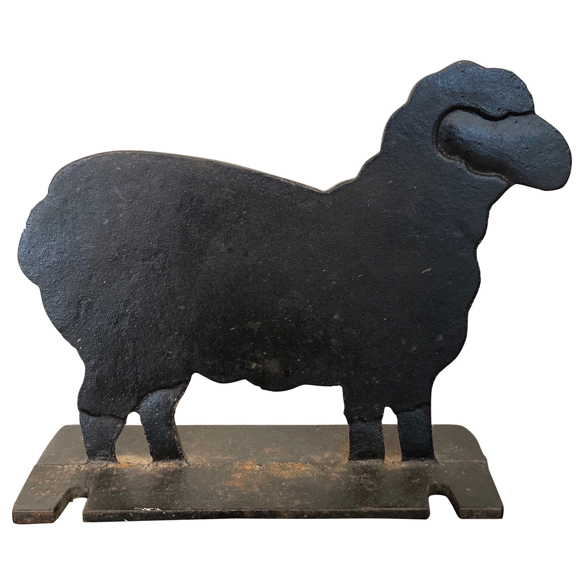 Antique Cast Iron Black Lamb Doorstop