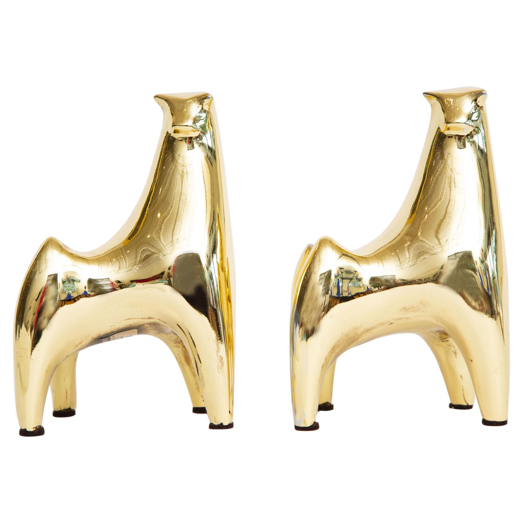 Pair of Vintage Polished Cast Brass Duck Bookends, circa 1950 at 1stDibs