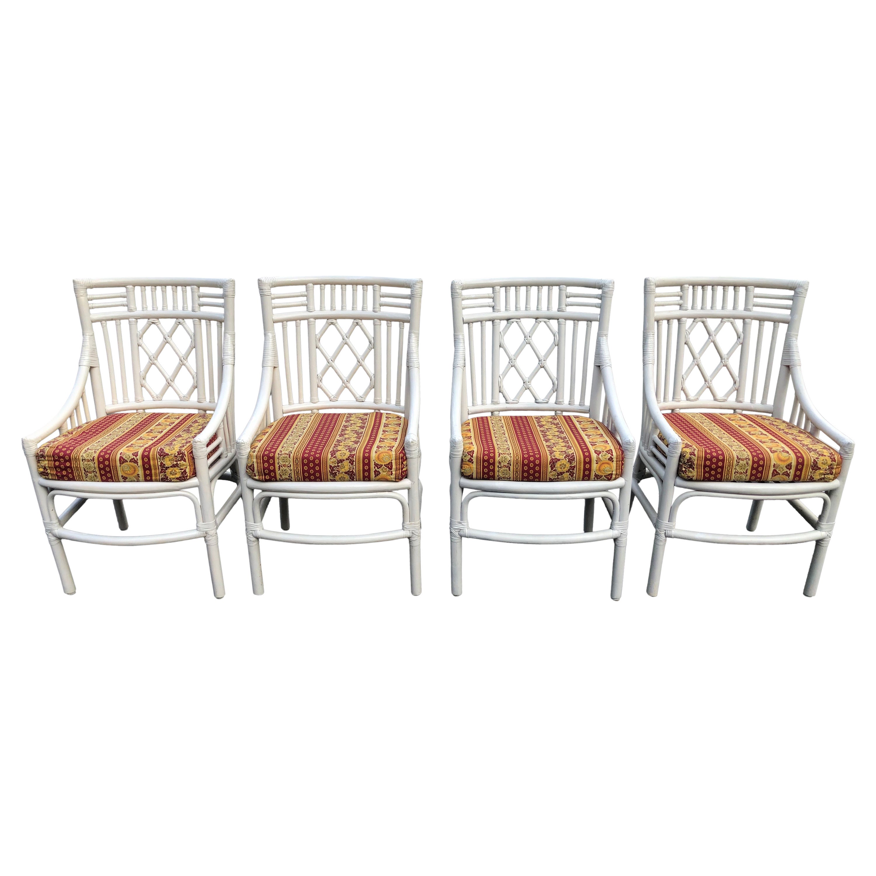 Set of Four Chinese Chippendale Rattan Chairs 