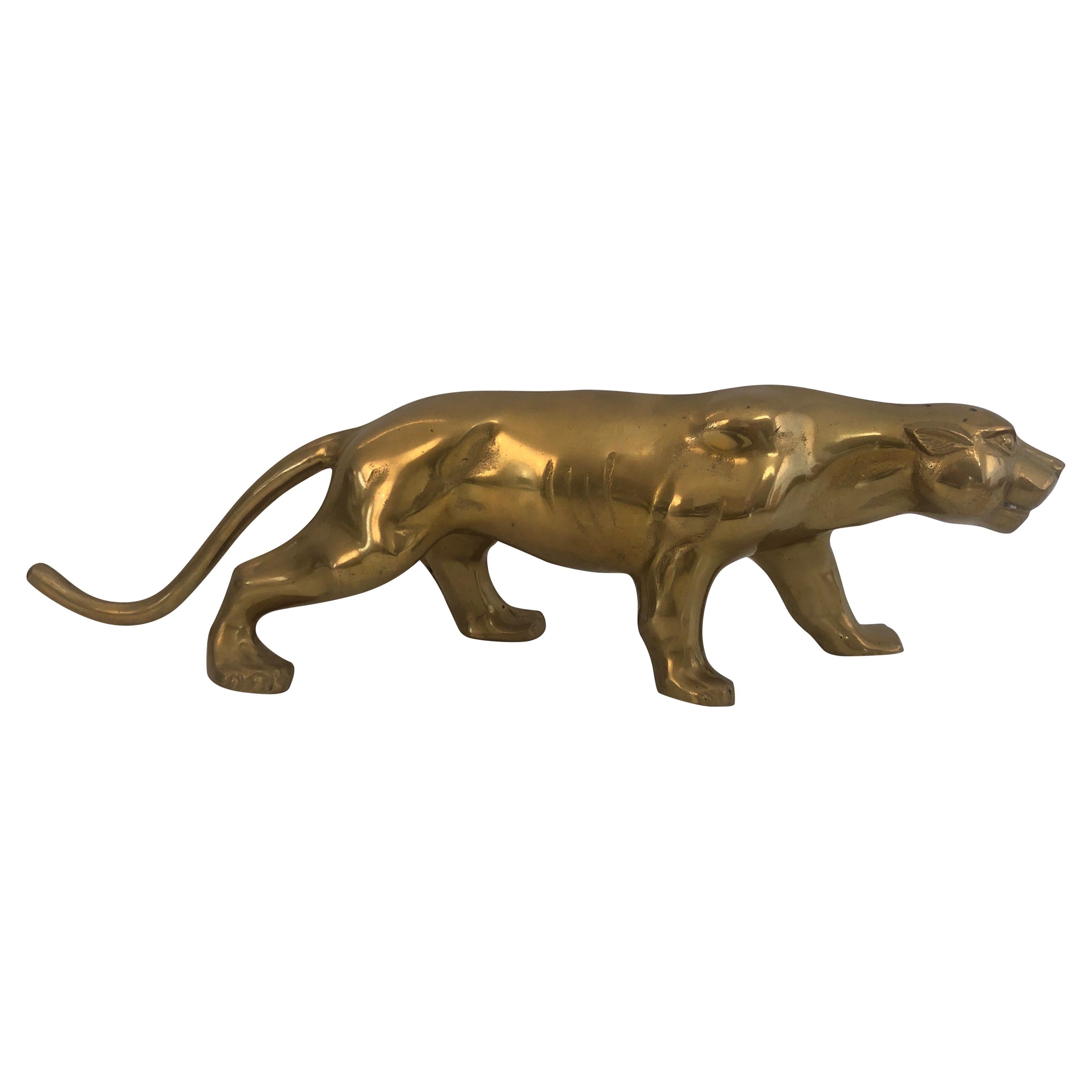 Brass Tiger Sculpture, French, Circa 1970 For Sale