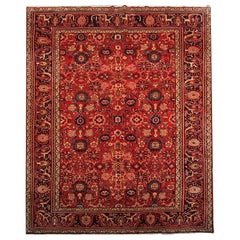 Traditioneller roter antiker Teppich, handgefertigter Teppich, rostfarbener orientalischer Teppich 290x390cm 