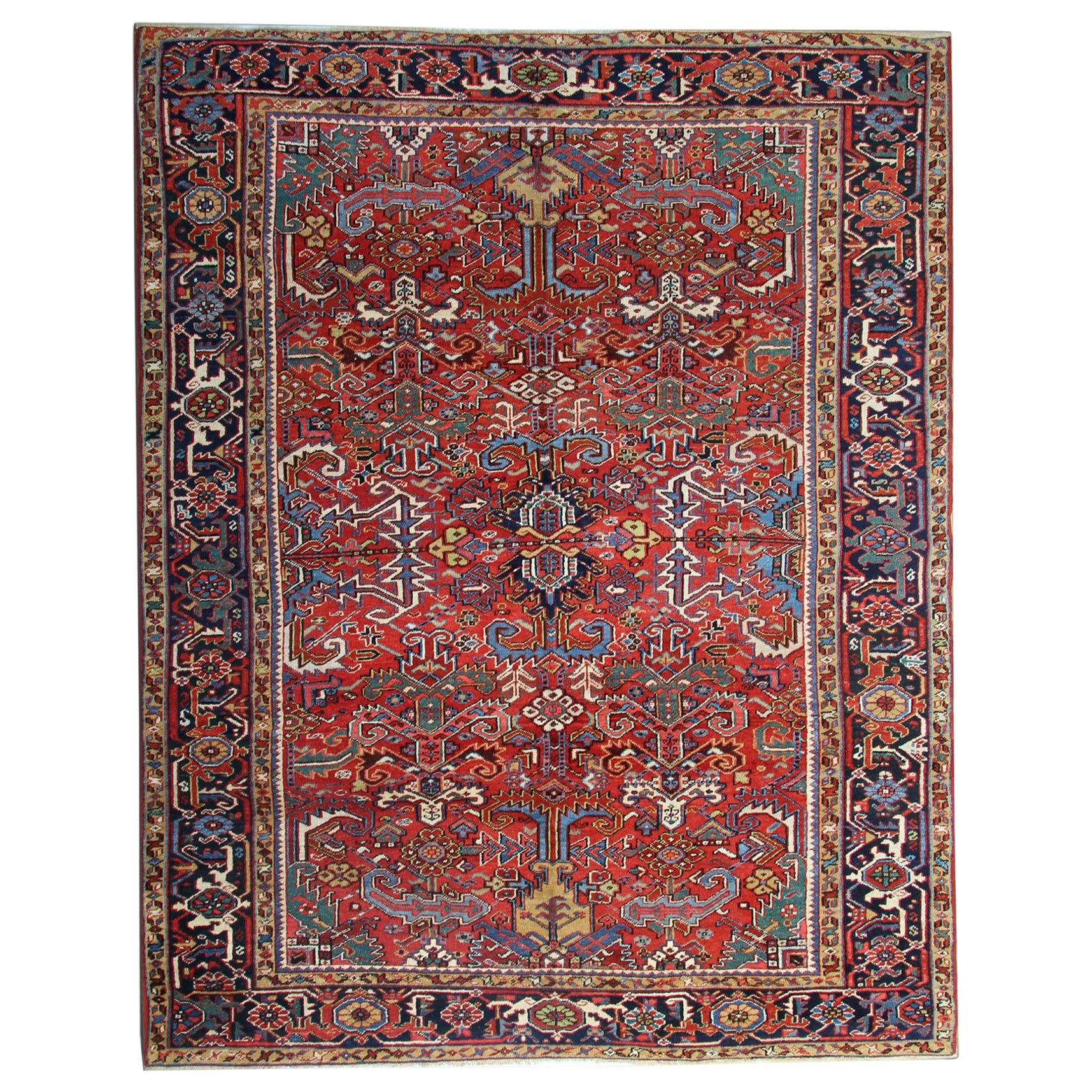 Handwoven Carpet Rust Geometric Rug Oriental Large Traditional Rug For Sale