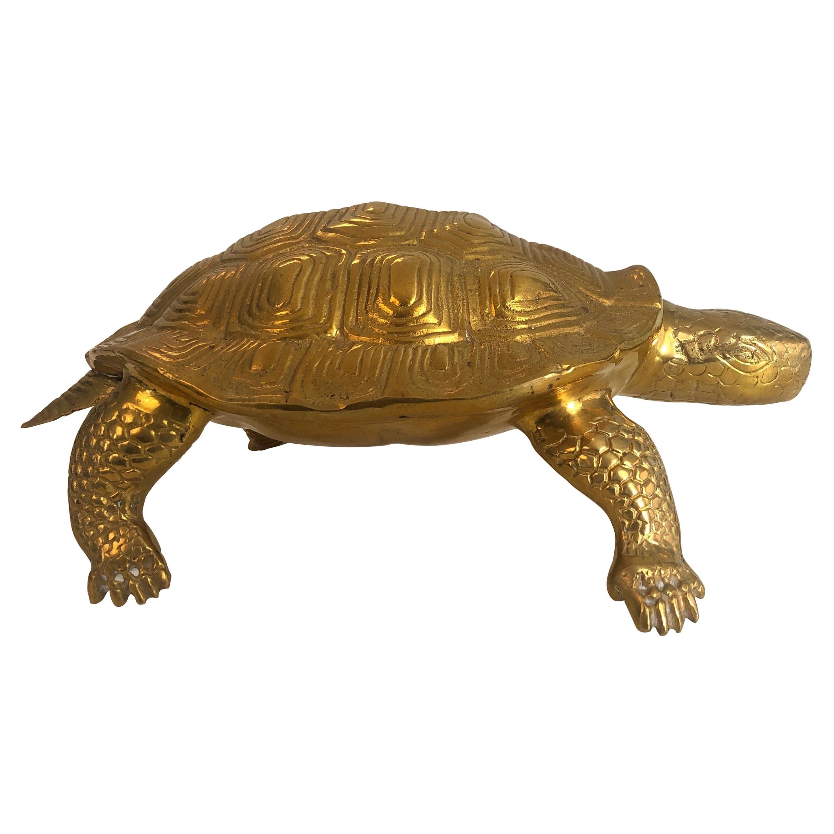 Turtle Brass Sculpture, French, Circa 1970
