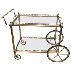 Vintage Maison Bagués. Rare Silvered on Brass Drinks Trolley. French. circa 1940