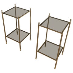 Antique Maison Jansen, Pair of Neoclassical Style Brass Side Tables