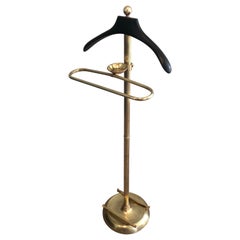 Neoclassical Style Brass and Black Lacquered Wood Valet, French, Circa 1940