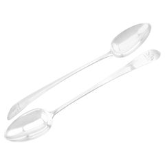 Used Georgian Irish Sterling Silver Gravy Spoons