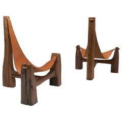 Paire de chaises longues à trois pieds par Pavel Novak, Tchécoslovaquie, années 1980 