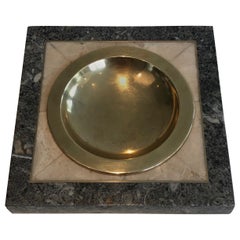 Vintage Neoclassical Style Faux-Marble and Brass Vide-Poche, French, circa 1970
