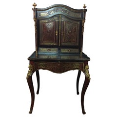 19th Century Antique Louis Quatorze Napoleon III Boulle Meuble Secretary Bronzed