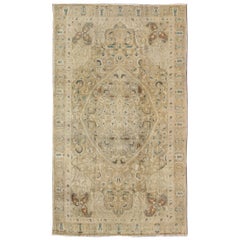 Antique Very Fine Turkish Sivas Rug with Classic Design in Neutrals, Camel and Green