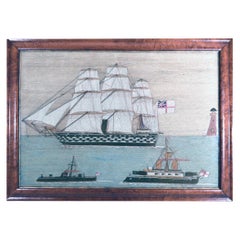 Lana marinera británica de tres barcos de la Royal Navy, circa 1885