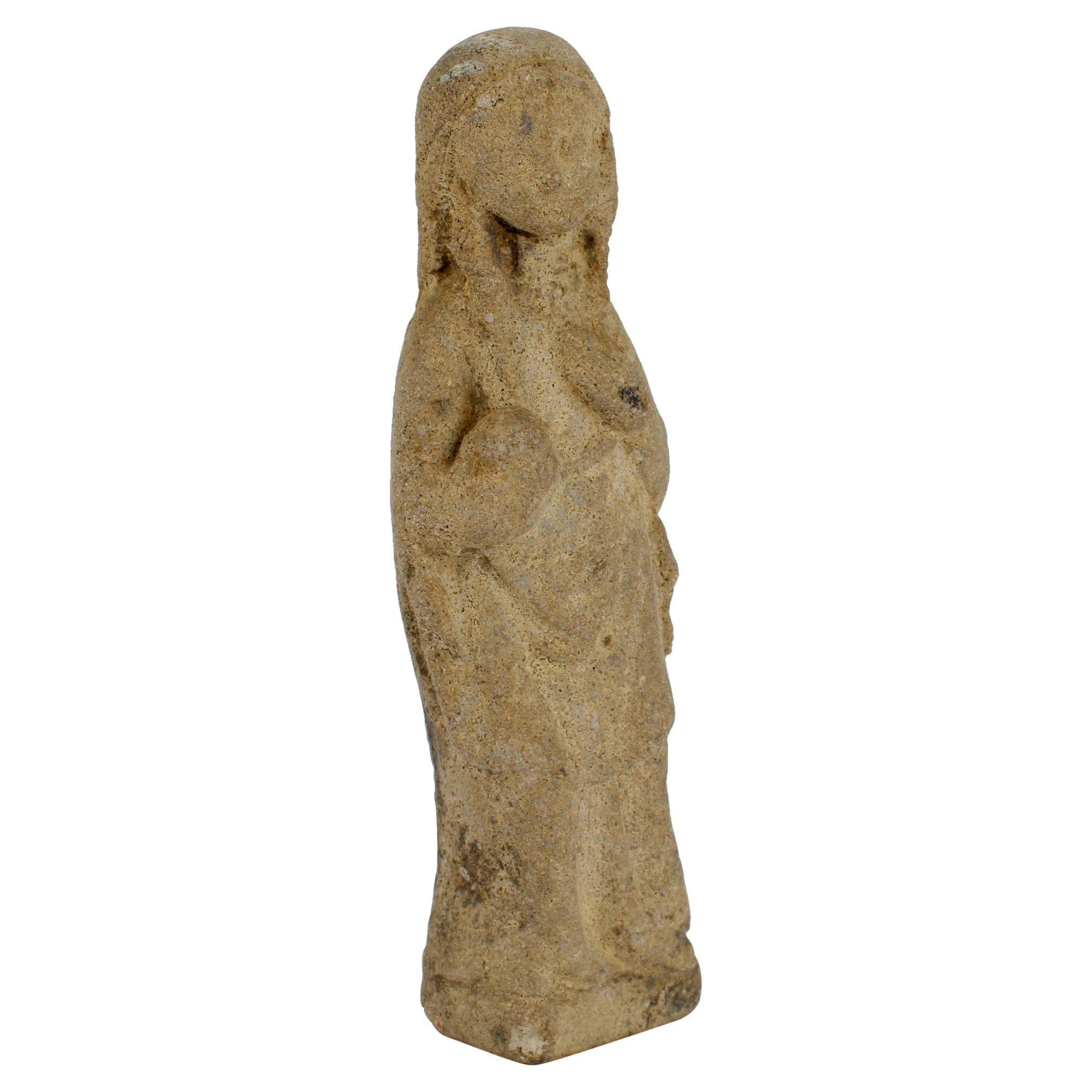 Antikes gotisches geschnitztes Kalksteinmodell einer Madonna oder Venus