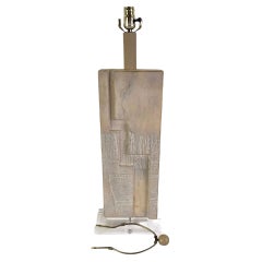 Vintage 1988, Casual Lamps of California Brutalist Modern Lucite Plinth Table Lamp