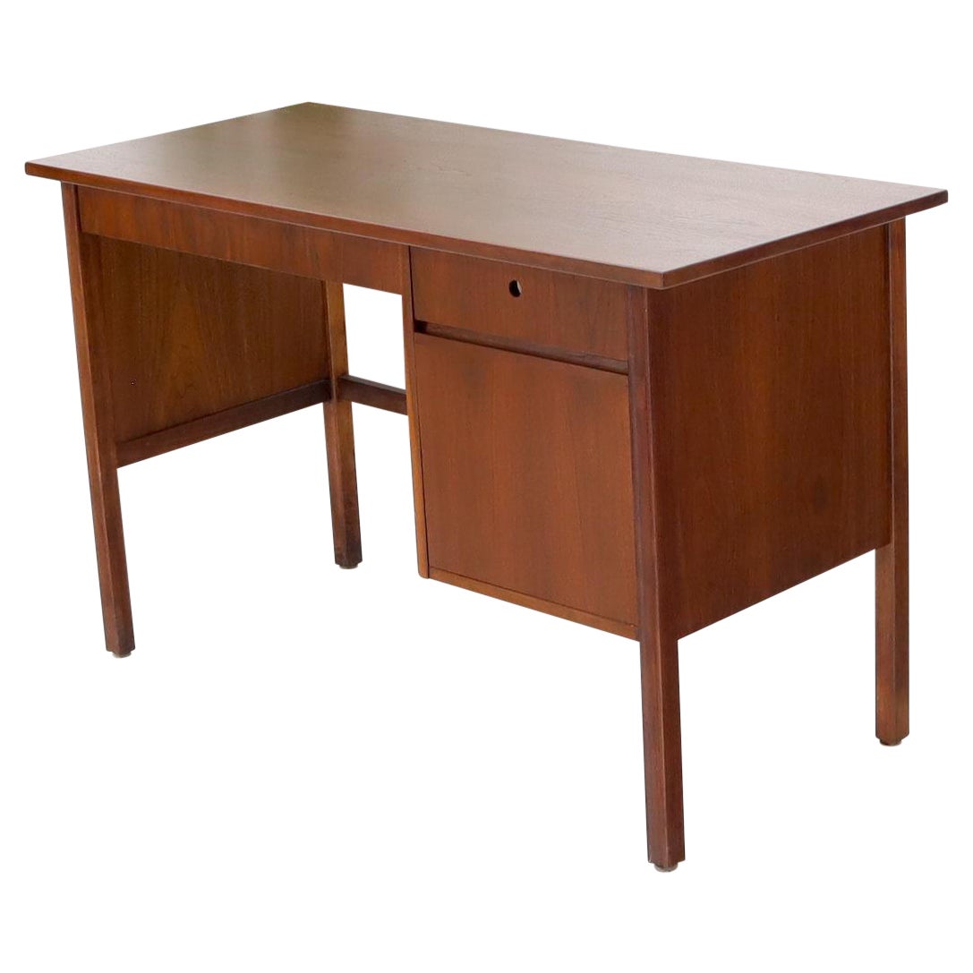 Danish Mid Century Modern Petit Single Pedestal Desk Two Drawers