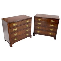 Pair of Quality Mahogany Chippendale Bachelor Chests w/ Brass Hardware
