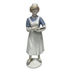 Vintage Gräfenthal Thüringen German Porcelain Figurine of Nurse Writing