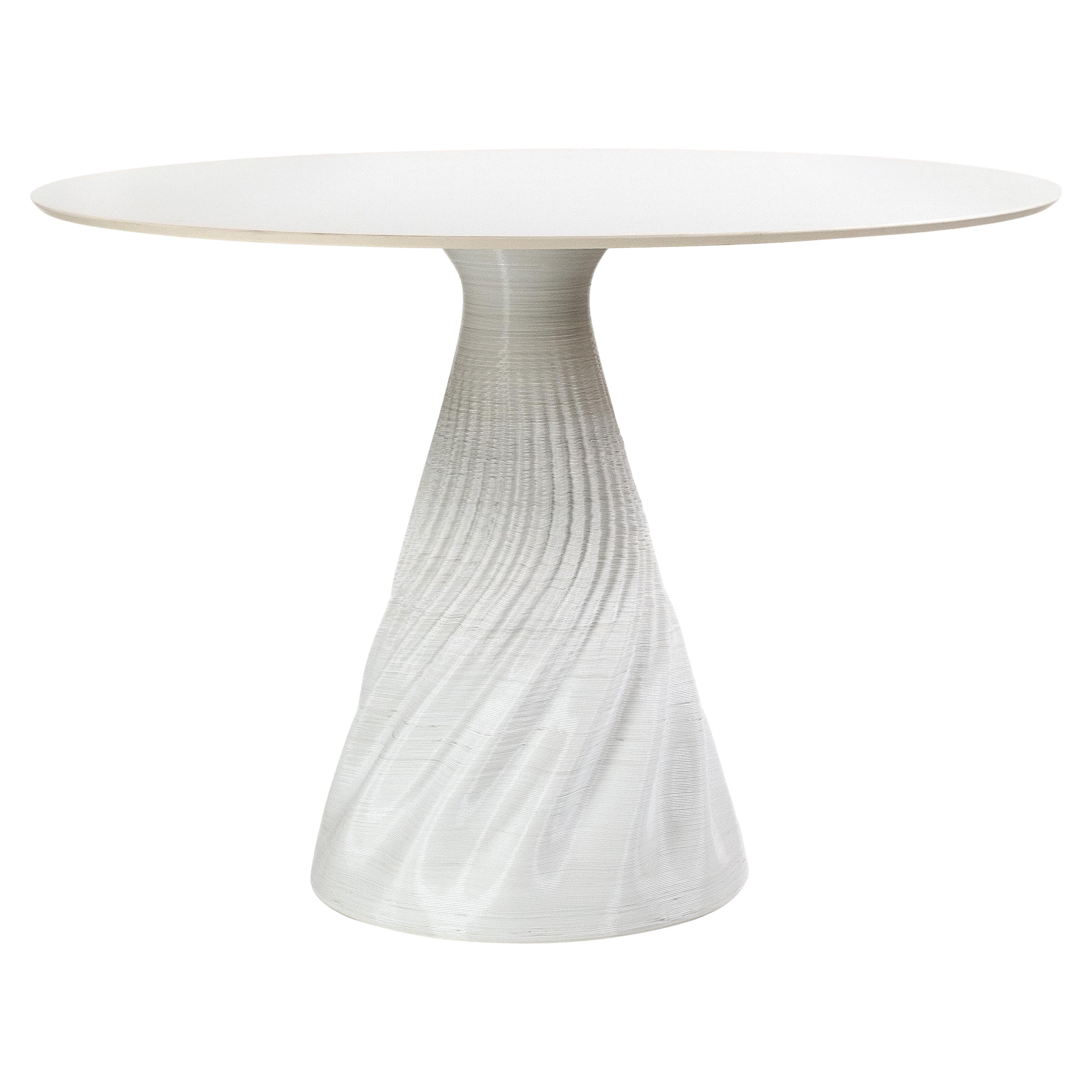 Contemporary White Dining Table, Additive Manufacturing in Biopolymers, Italy