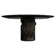 Contemporary round dining table, Port Laurent marble, shifting disc, Belgium 