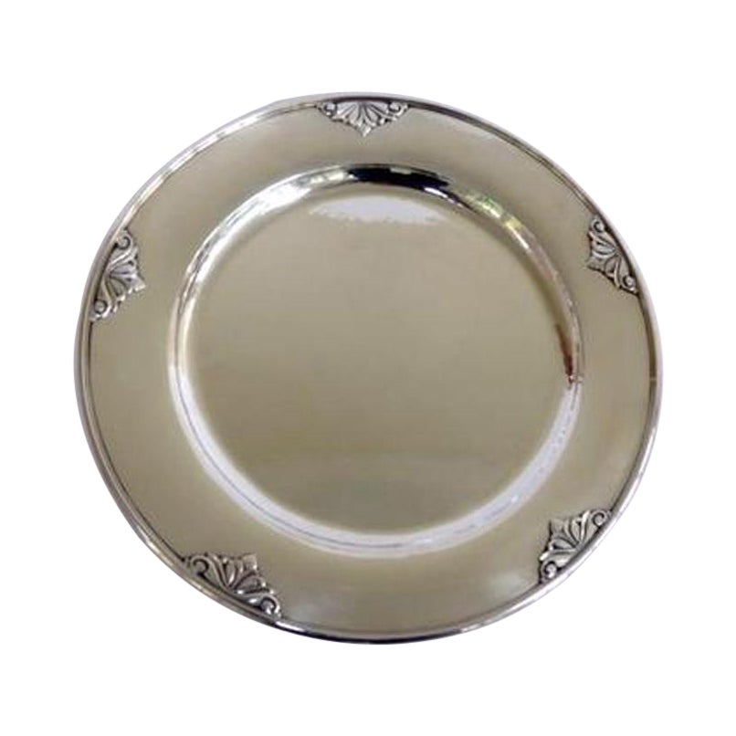 Set of 7 Georg Jensen Sterling Silver Acanthus Charger Plate No 657d For Sale