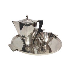 Georg Jensen Sterling Silver Art Deco Coffee Set and Tray by Johan Rohde No 529 