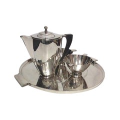 Georg Jensen Sterling Silver Art Deco Coffee Set and Tray by Johan Rohde No 529