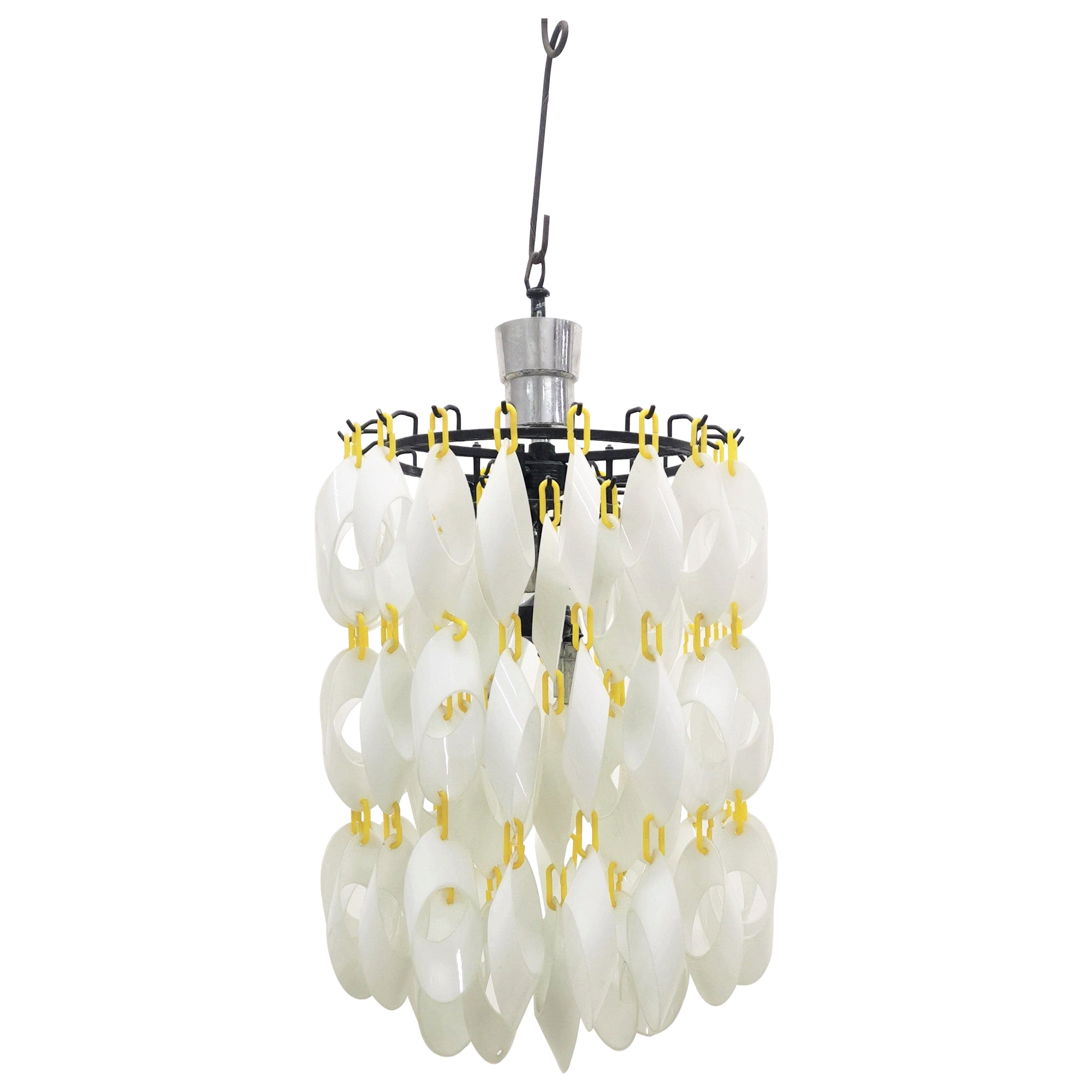 Mid-Century Vistosi Glass Chandelier Made of Modular Elements 1960s Italy For Sale