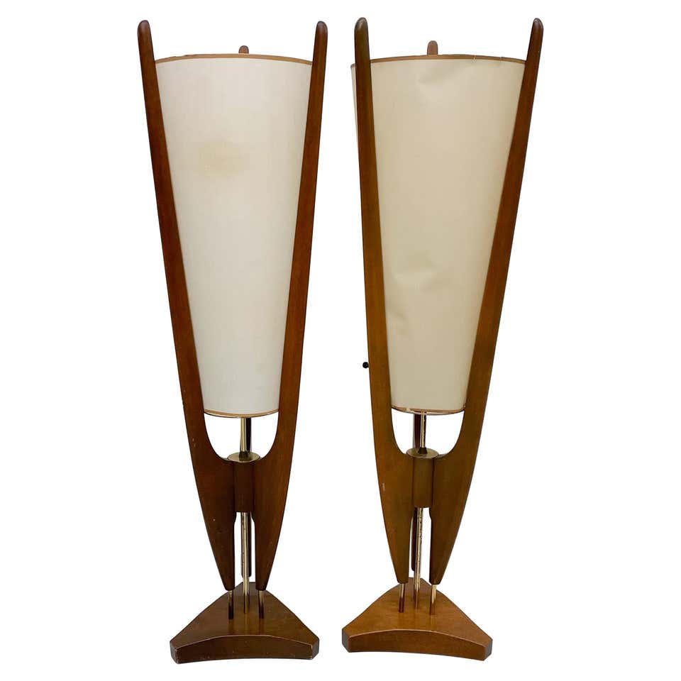 MidCentury Modern Sculpted Walnut Floor Lamp by Modeline at 1stDibs