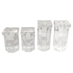 1970's Lucite Column Candle Holders in the Style of Charles Hollis Jones, Set/4