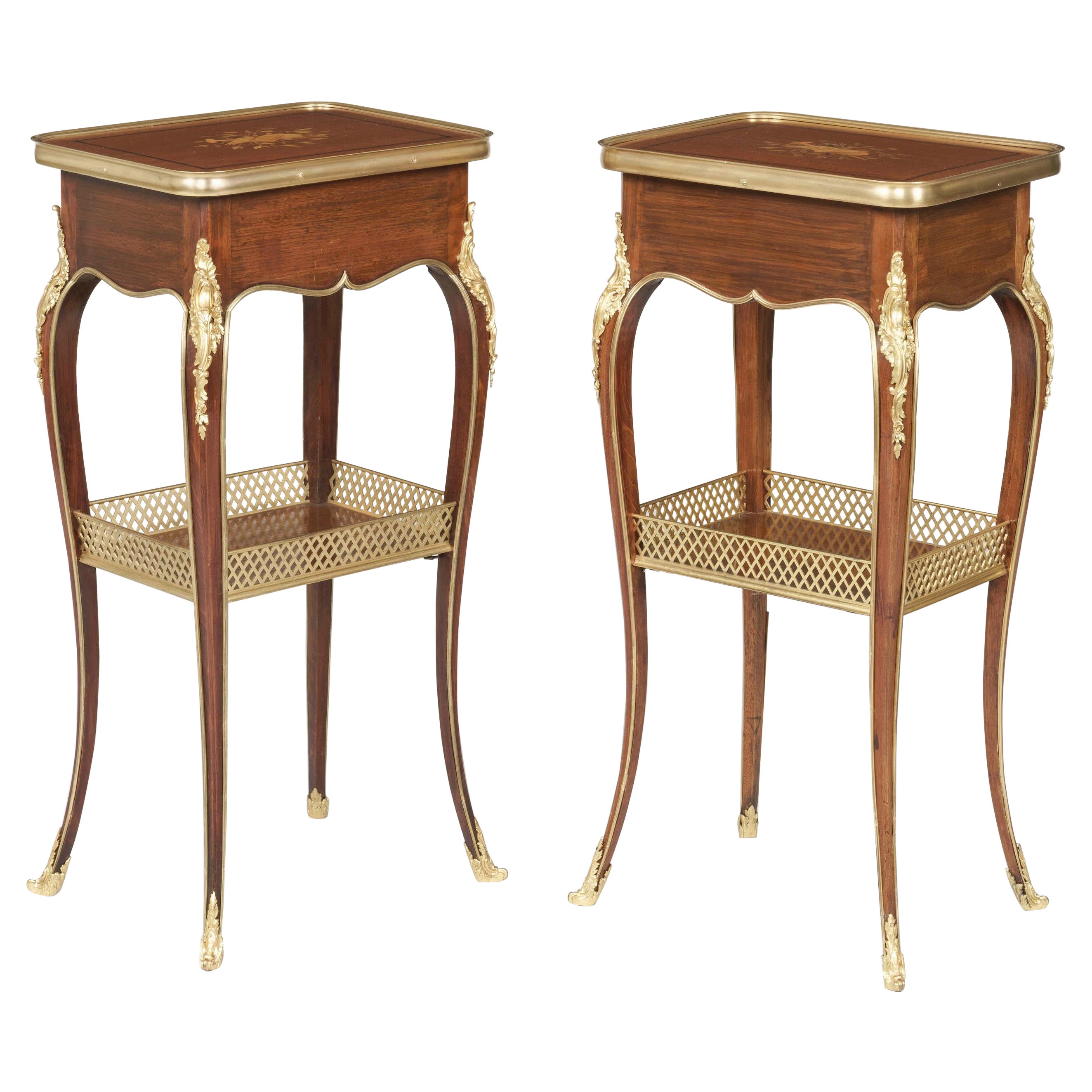 Matched Pair of 19th Century French Side Tables By Henry Dasson For Sale