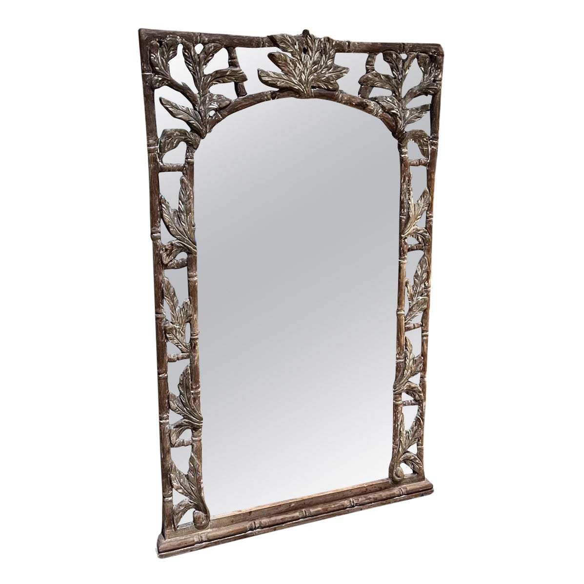 1960s Wall Mirror Hand Carved Faux Bamboo Style of Vivai del Sud For Sale