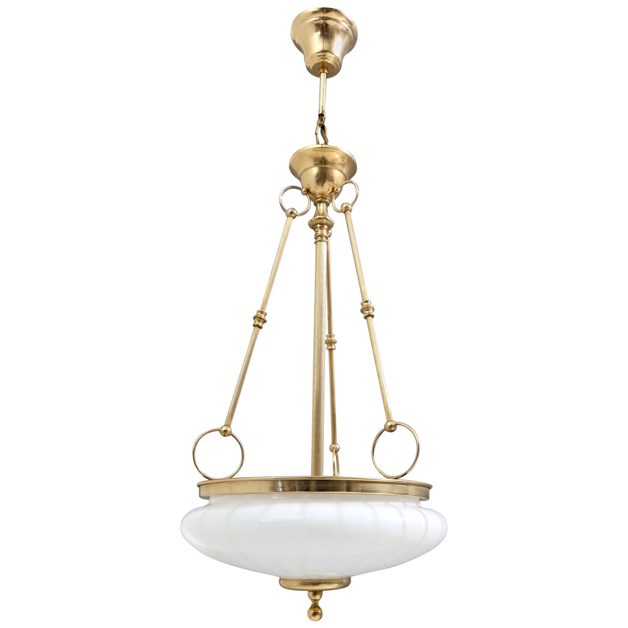 Vintage Murano Glass and Brass Ceiling Light in Neoclassical Style, Italy  For Sale at 1stDibs