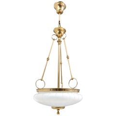 Retro Murano Glass and Brass Ceiling Light in Neoclassical Style, Italy