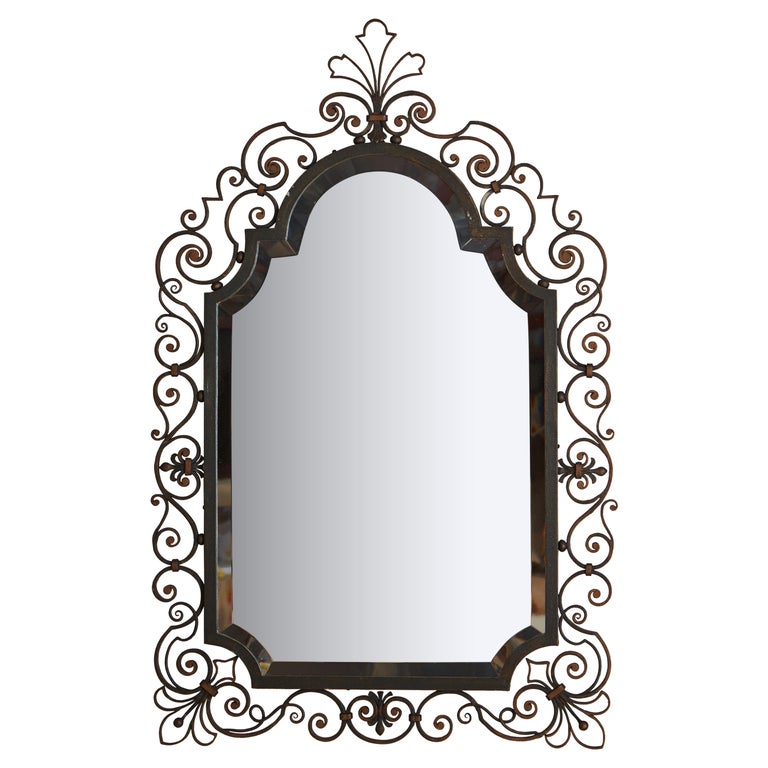 Vintage European Wrought Iron Mirror For Sale at 1stDibs