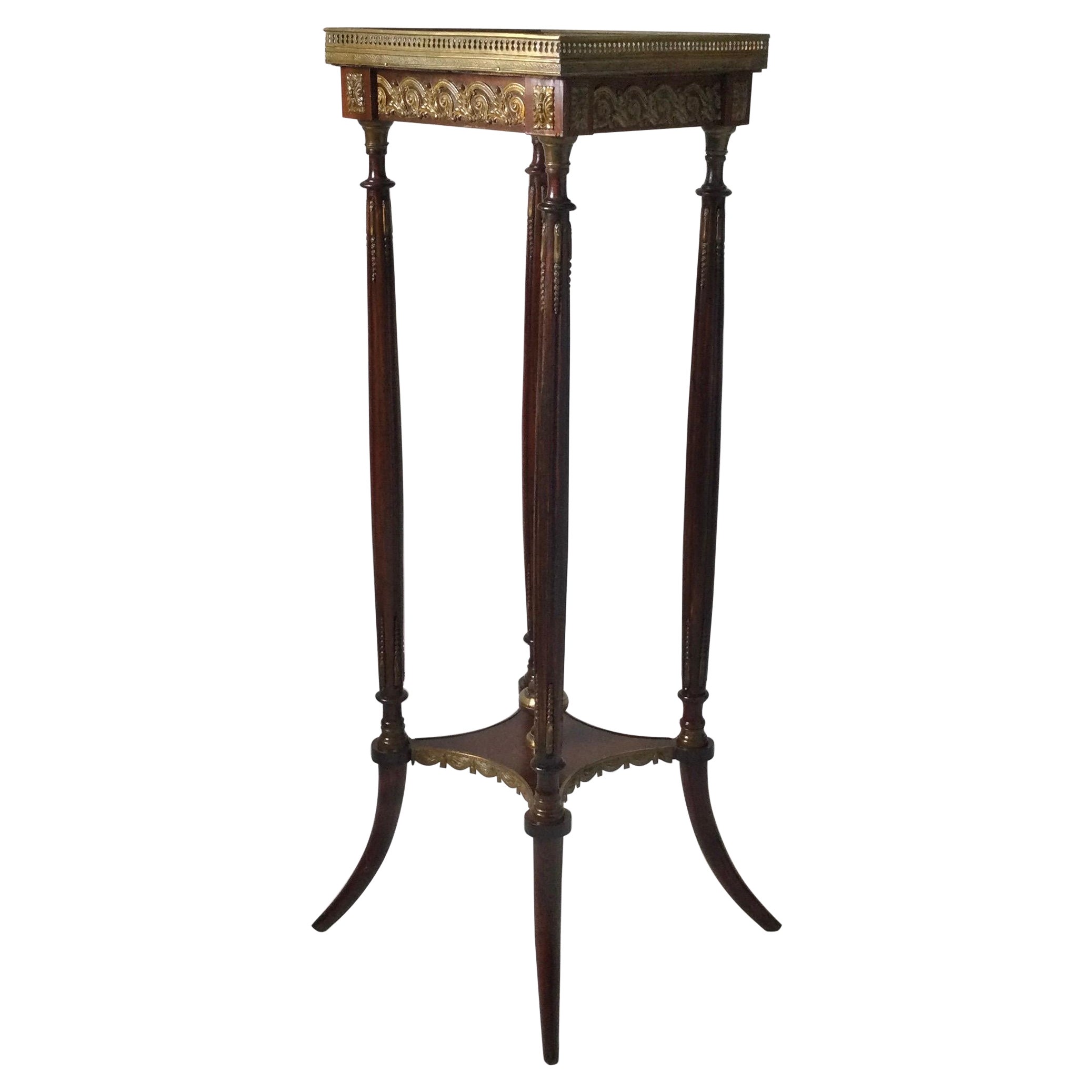 Mahogany Bronze Mounted Tall Table Stand Louis XVI Style