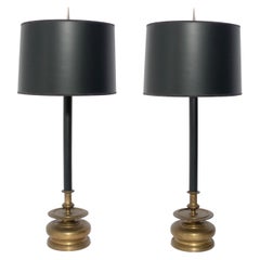 Elegant Black and Brass Lamps by Chapman 