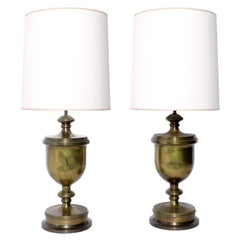 Used Large Scale English Brass Urn Lamps