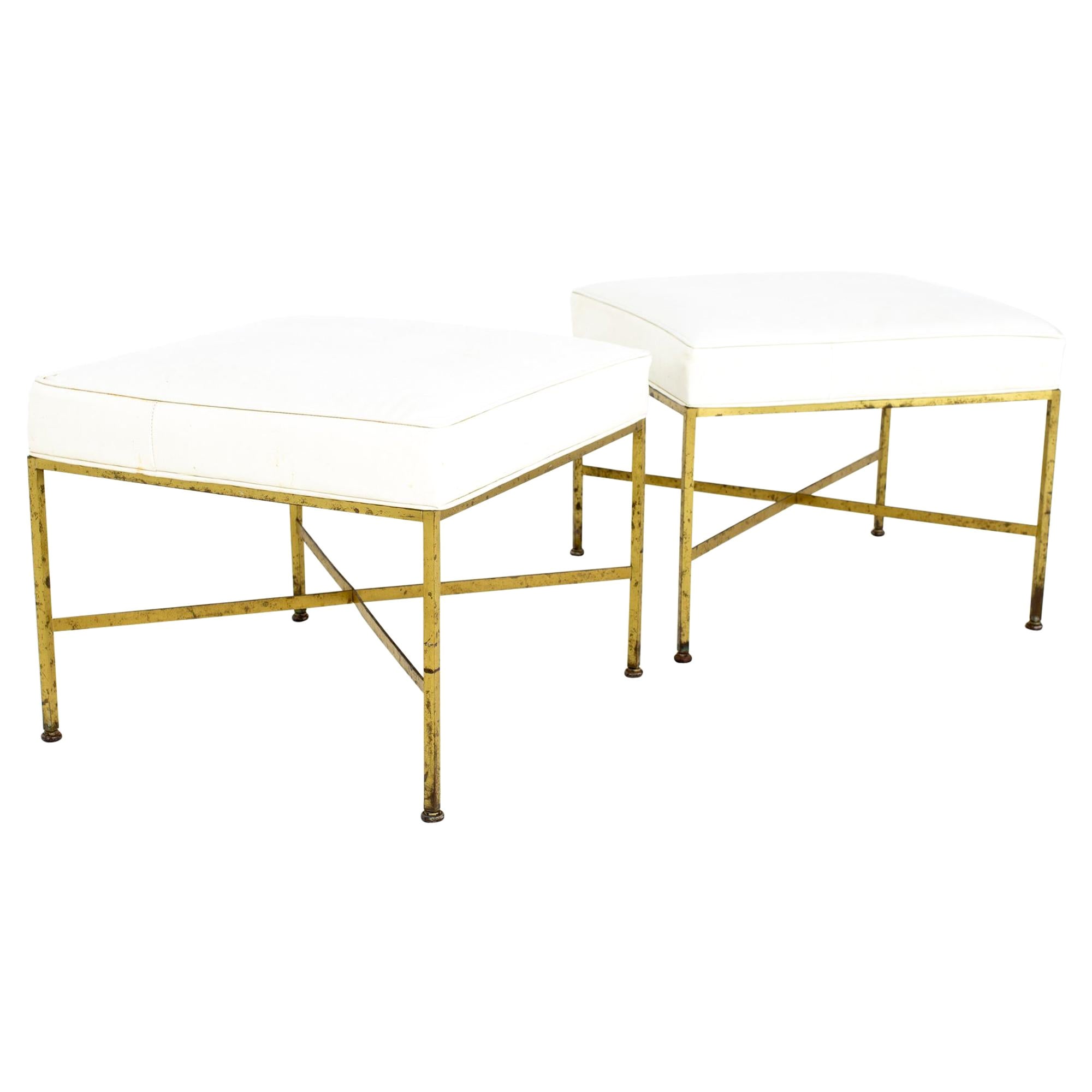 Pair of Mid Century XBase Stools or Ottomans For Sale at 1stDibs