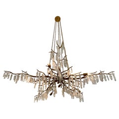 Gilded Bronze and Quartz Crystal Branch Style Chandelier