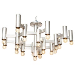 Stainless Steel Alveolus Chandelier by Gaetano Sciolari, Italy, c. 1970s