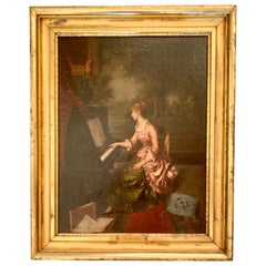 Antique Oil on Canvas Portrait Painting in Original Frame