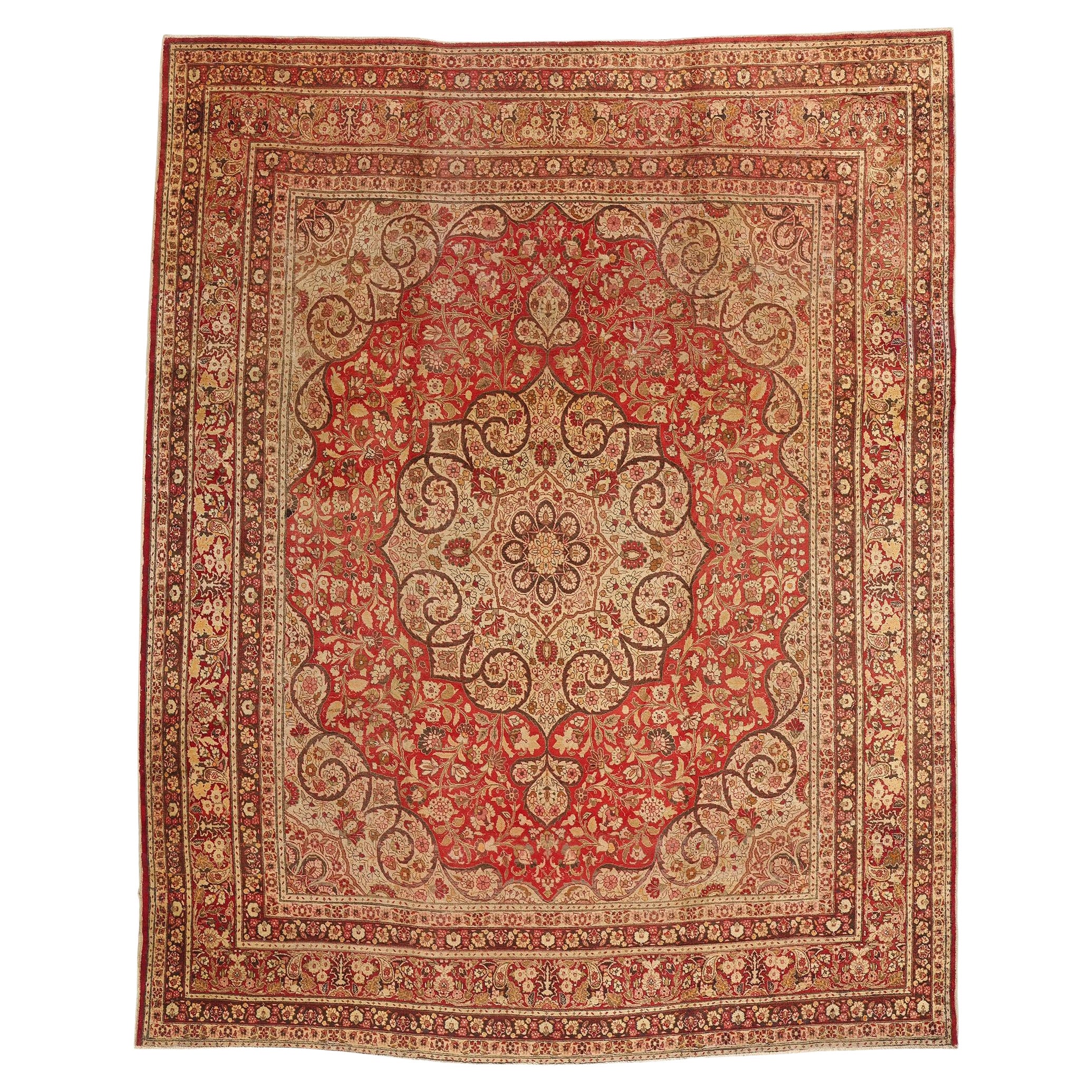 Tappeto Tabriz Persiano Haji Khalili della fine del XIX secolo Stile moderno