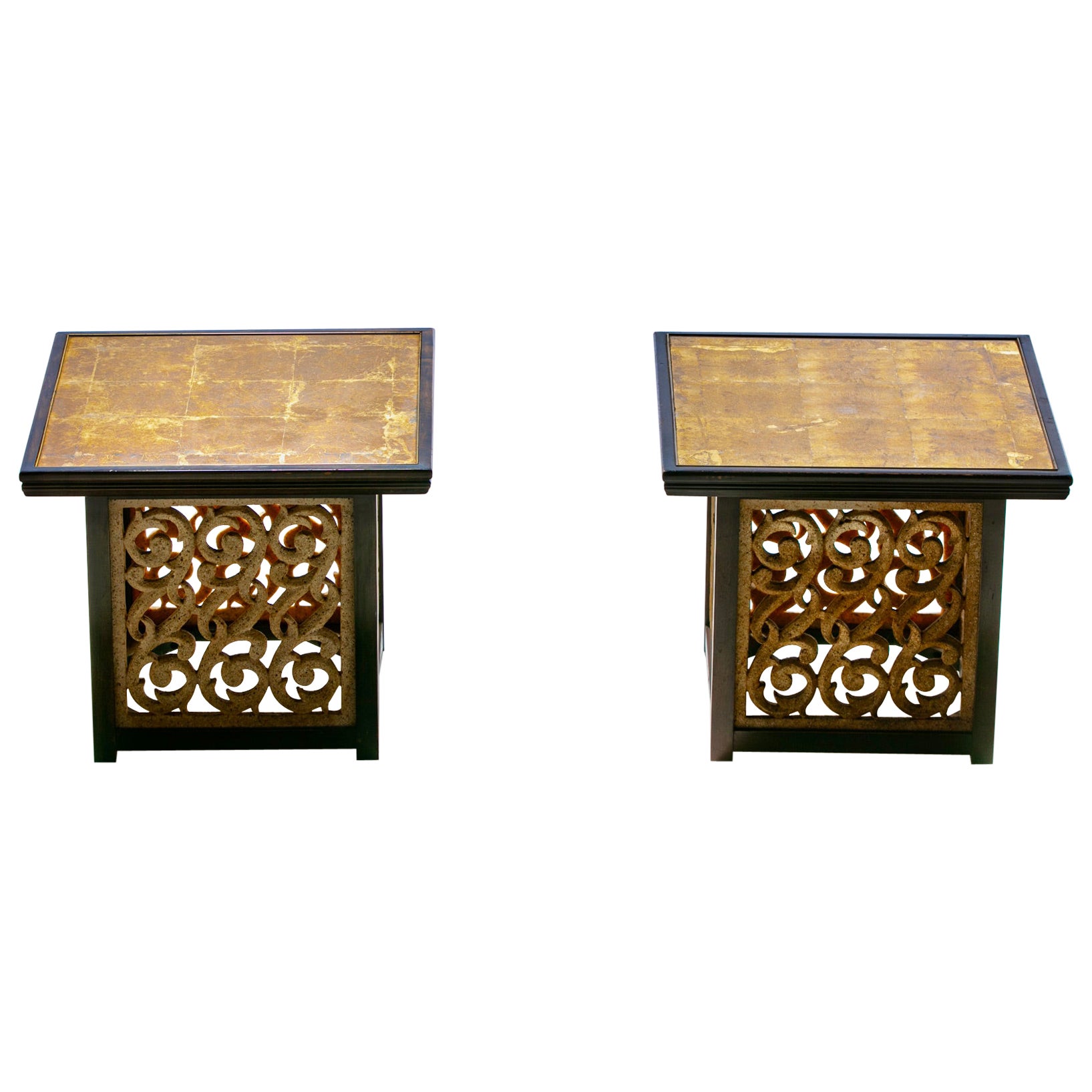 Pair of Widdicomb End Tables with Verre Églomisé Top and Resin Sides, circa 1960 For Sale