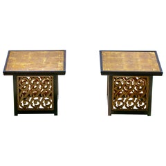 Vintage Pair of Widdicomb End Tables with Verre Églomisé Top and Resin Sides, circa 1960